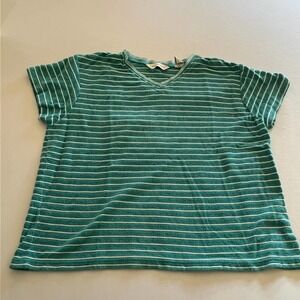 G. H. Bass & Co green white striped casual top L